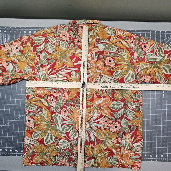Vintage Stunt Collections Silk Hawaiian Shirt Large Hawaii Floral Aloha Magnum - Picture 6 of 8